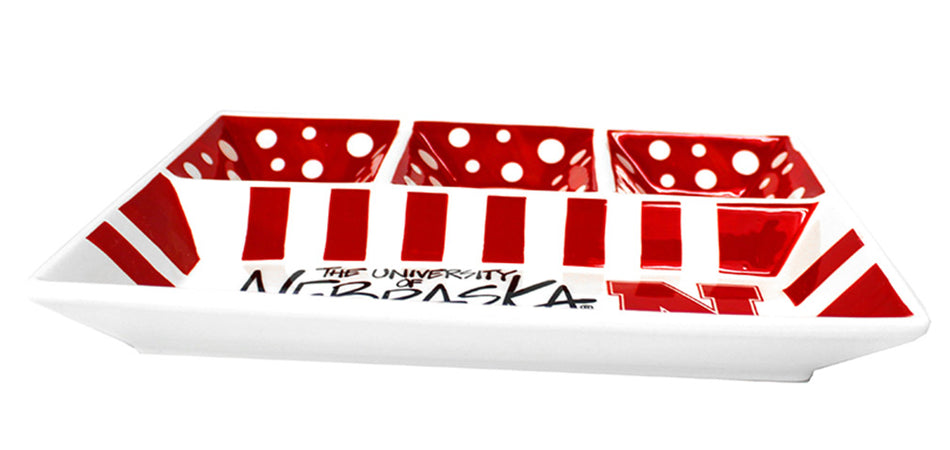 Nebraska Logos Polka Dot Section Platter