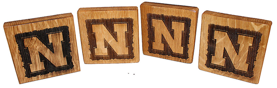 Husker N Wood 4 Pack Bottle Opener Coaster Set