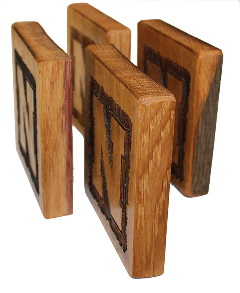 Husker N Wood 4 Pack Bottle Opener Coaster Set