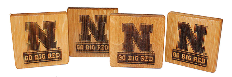 GBR Wood 4 Pack Bottle Opener Coaster Set