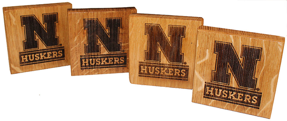 N Huskers 4 Pack Bottle Opener Coaster Set