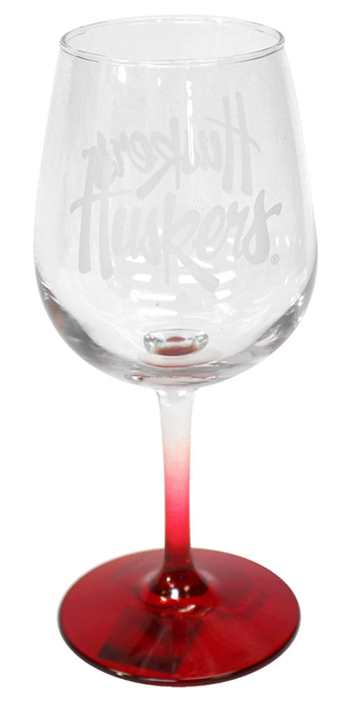 Huskers Red Stem Wine Glass