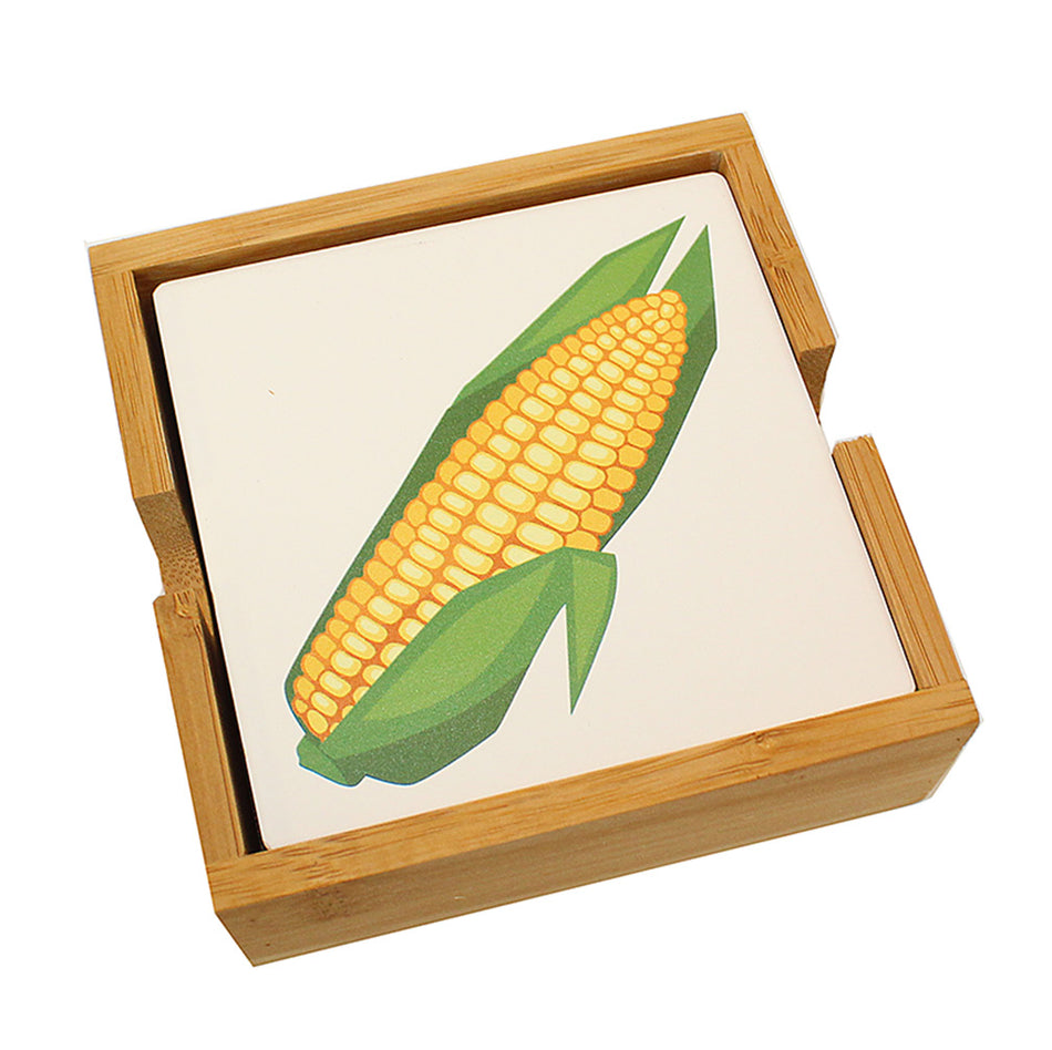 Husker Corn-Cob Coaster Wood Base Set