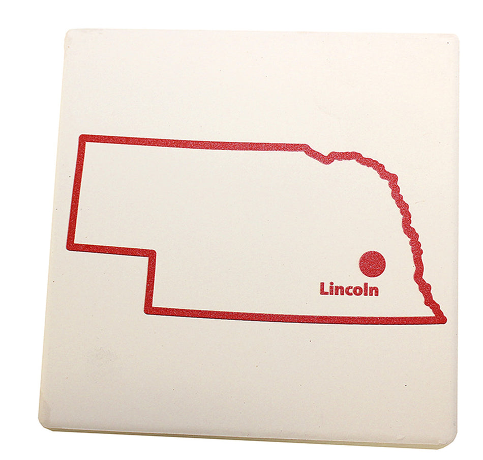 LincolnN Nebraska  State Outline Coaster Wood Base Set