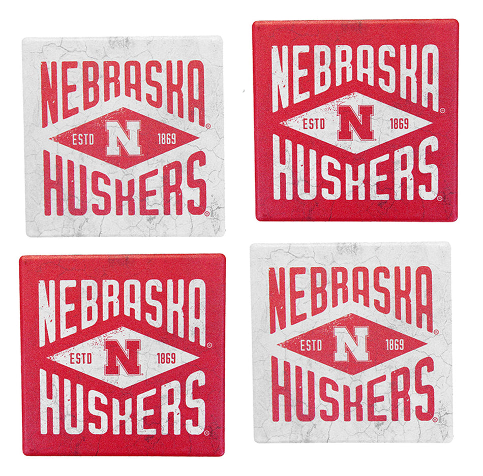 Nebraska Huskers Diamond Coasters Set
