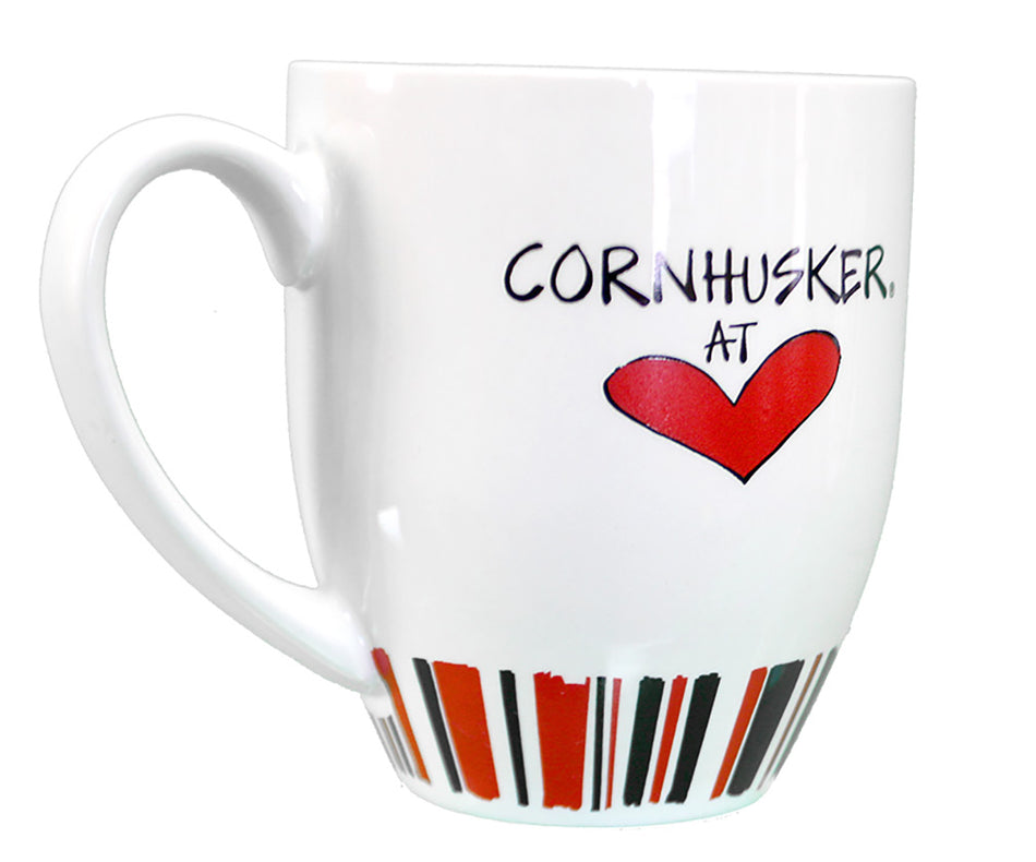Nebraska Cornhusker Heart Striped Mug