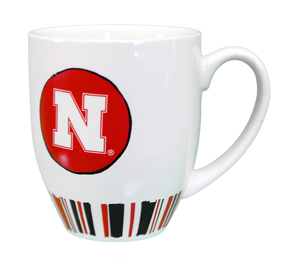 Nebraska Cornhusker Heart Striped Mug