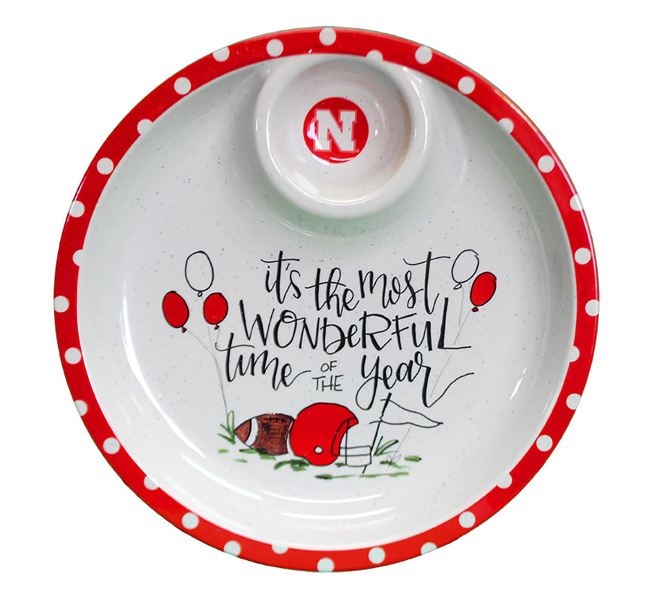 Nebraska Football Tailgate Chip And Dip Plate