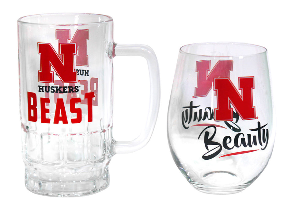 University Of Nebraska Glass And Tankard Set Evergreen