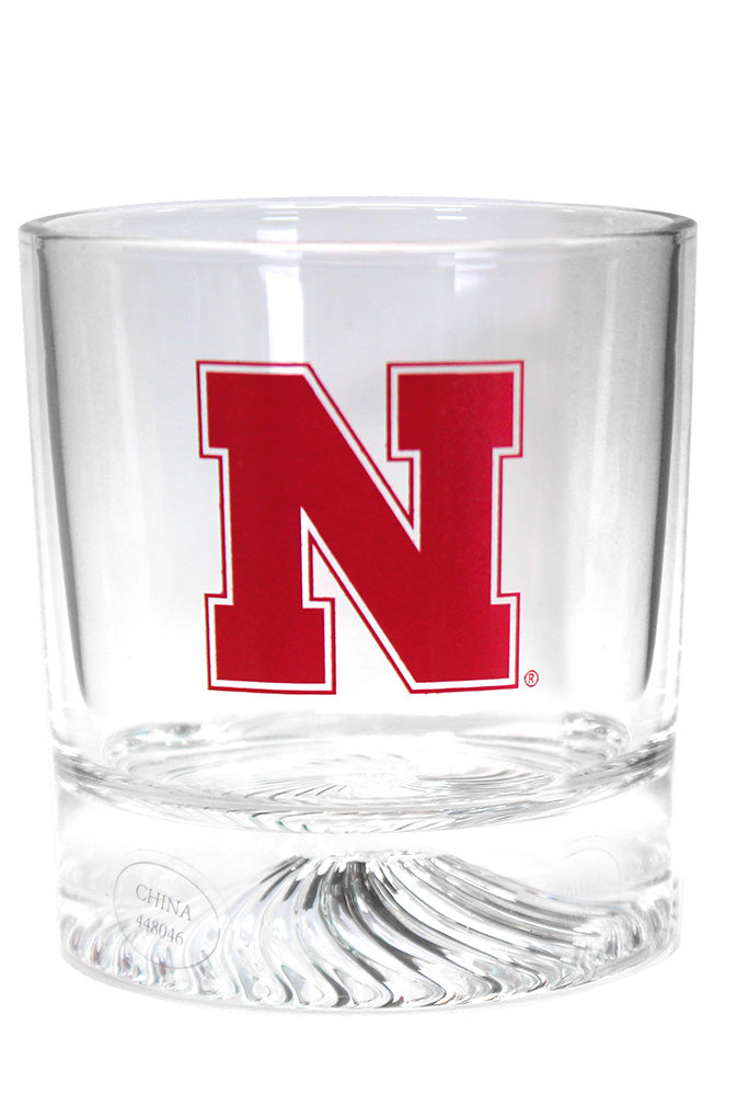 Nebraska Iron N Spiral Rocks Glass