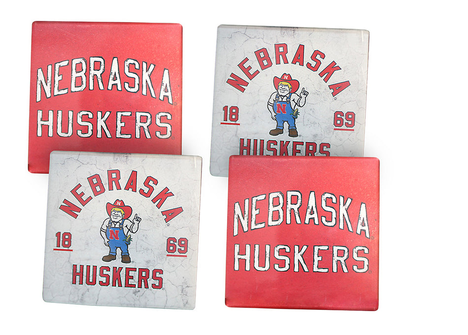 Nebraska Huskers N Herbie 4 Pack Granite Coasters