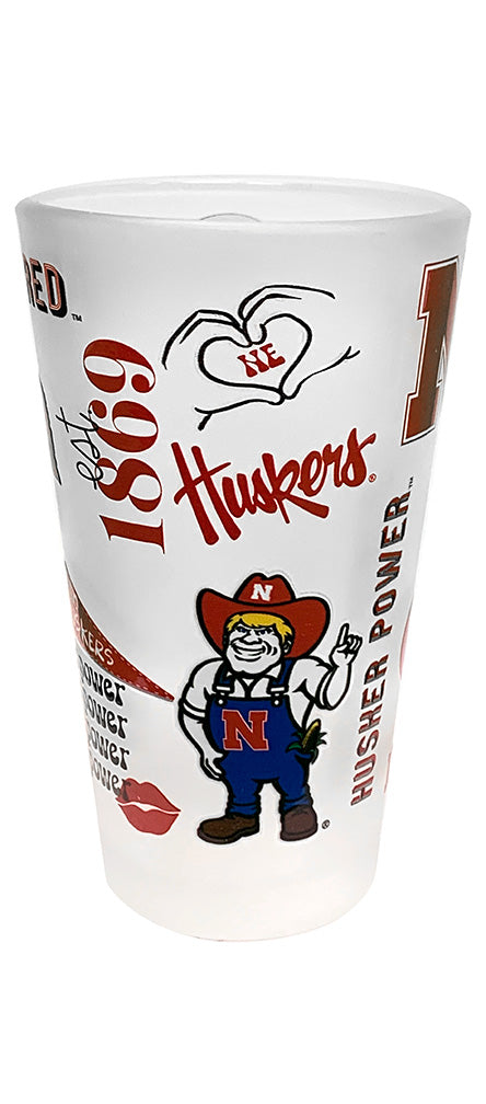 Nebraska White Frosted Pint Glass The Memory Company