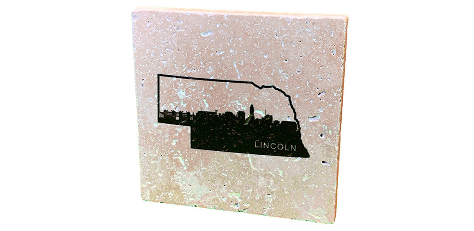 Lincoln Nebraska State Skyline Stone Coaster