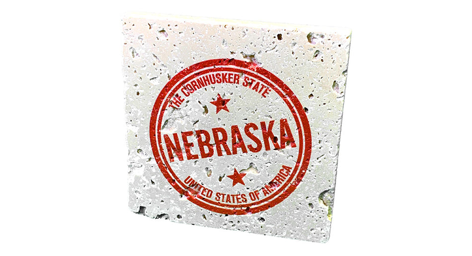 Nebraska Cornhusker State Stamp Stone Coaster