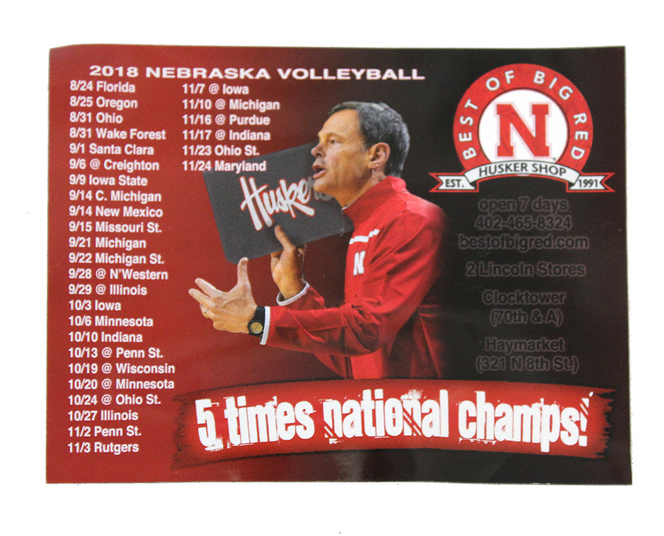 2018 Nebraska Volleyball Schedule Magnet