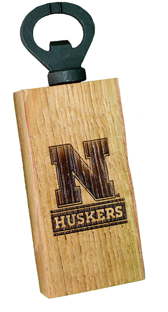 N Huskers Magnetic Wood Bottle Opener