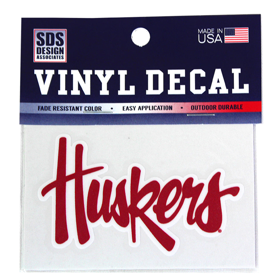 Huskers Script 4 inch Red Decal
