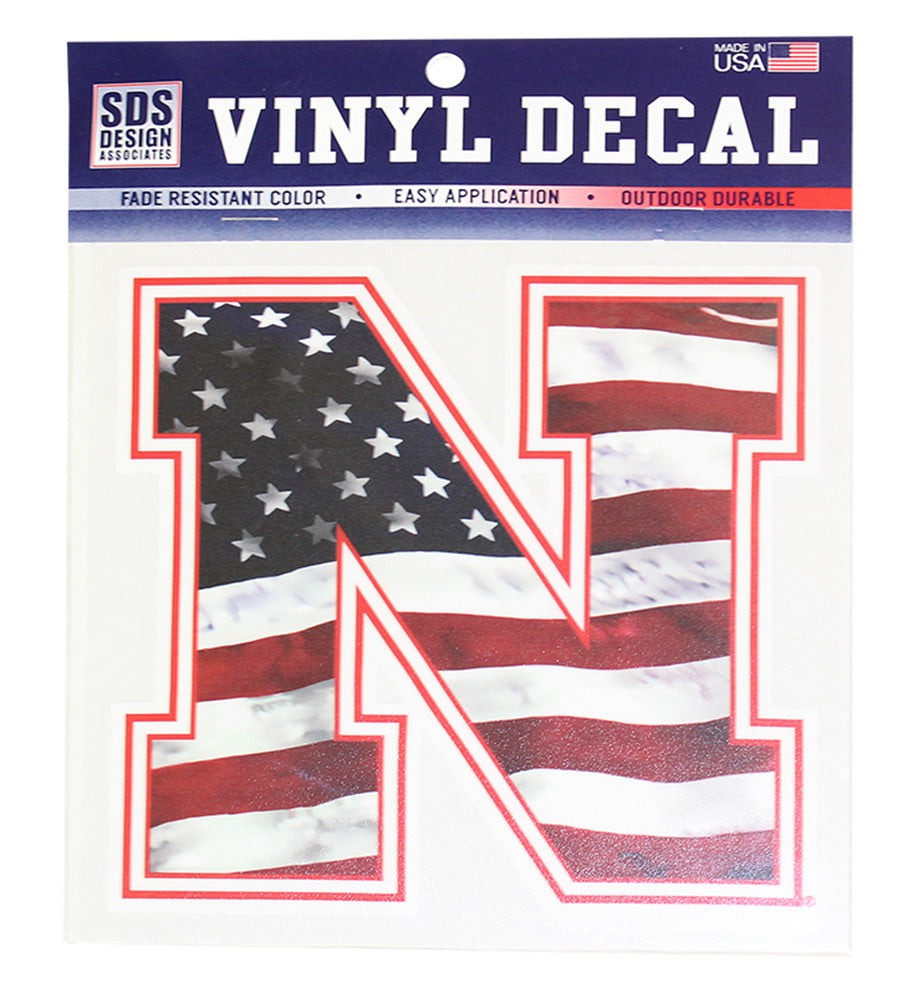 USA Flag Nebraska N Decal