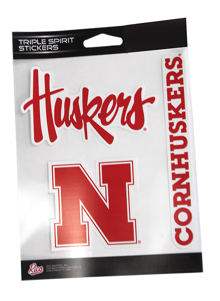 Huskers Triple Spirit Stickers Pack