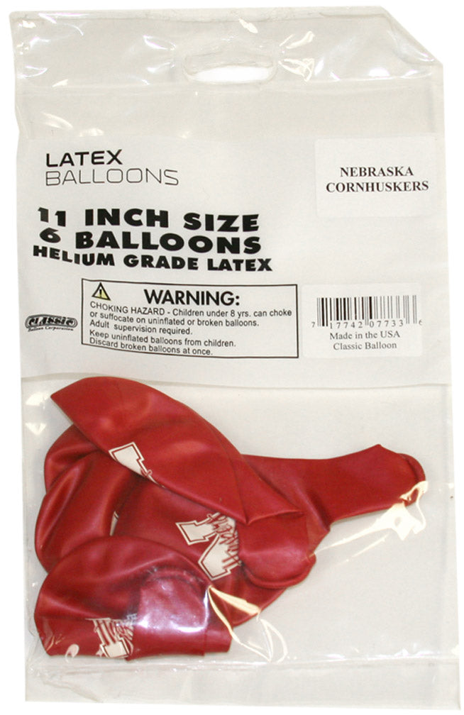 N Huskers Balloons 6 pack