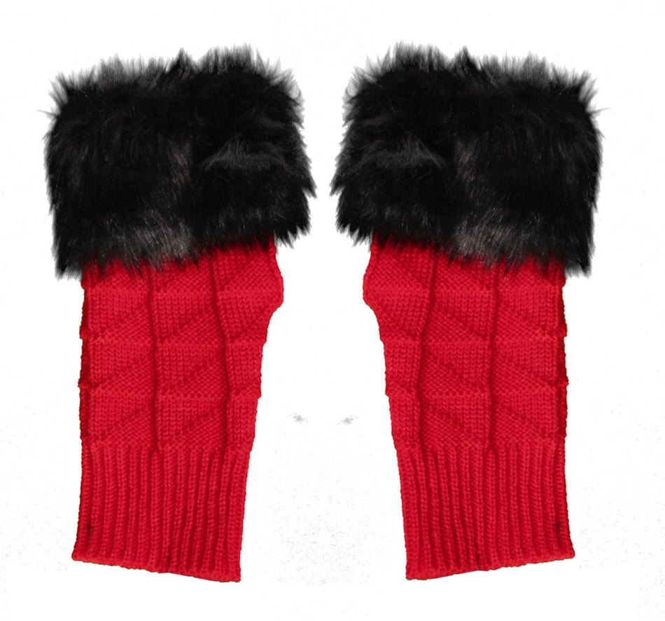 Game Day Fuzzy Fingerless Gloves