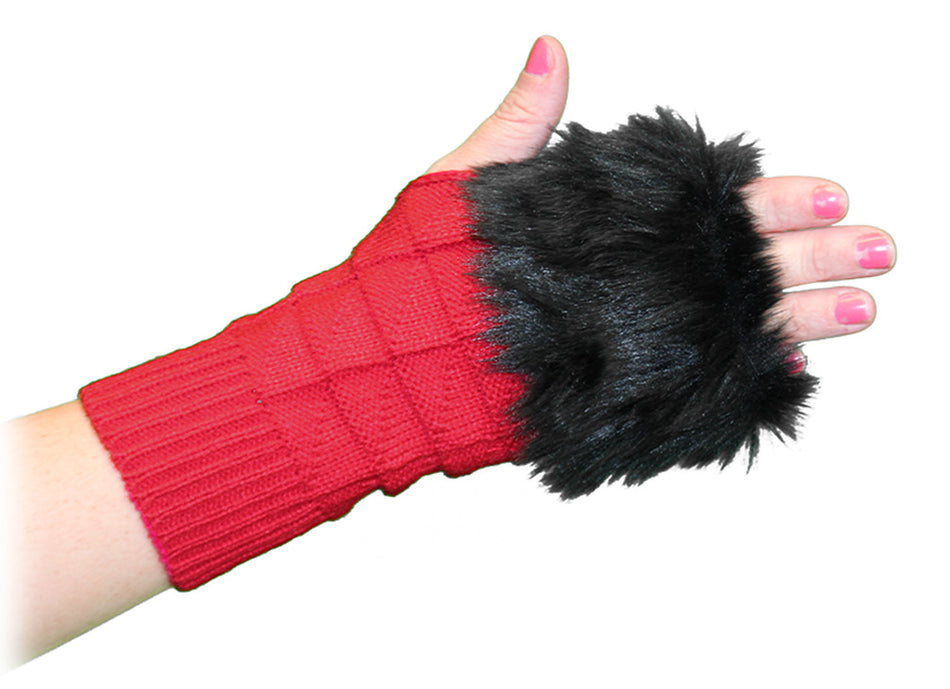 Game Day Fuzzy Fingerless Gloves