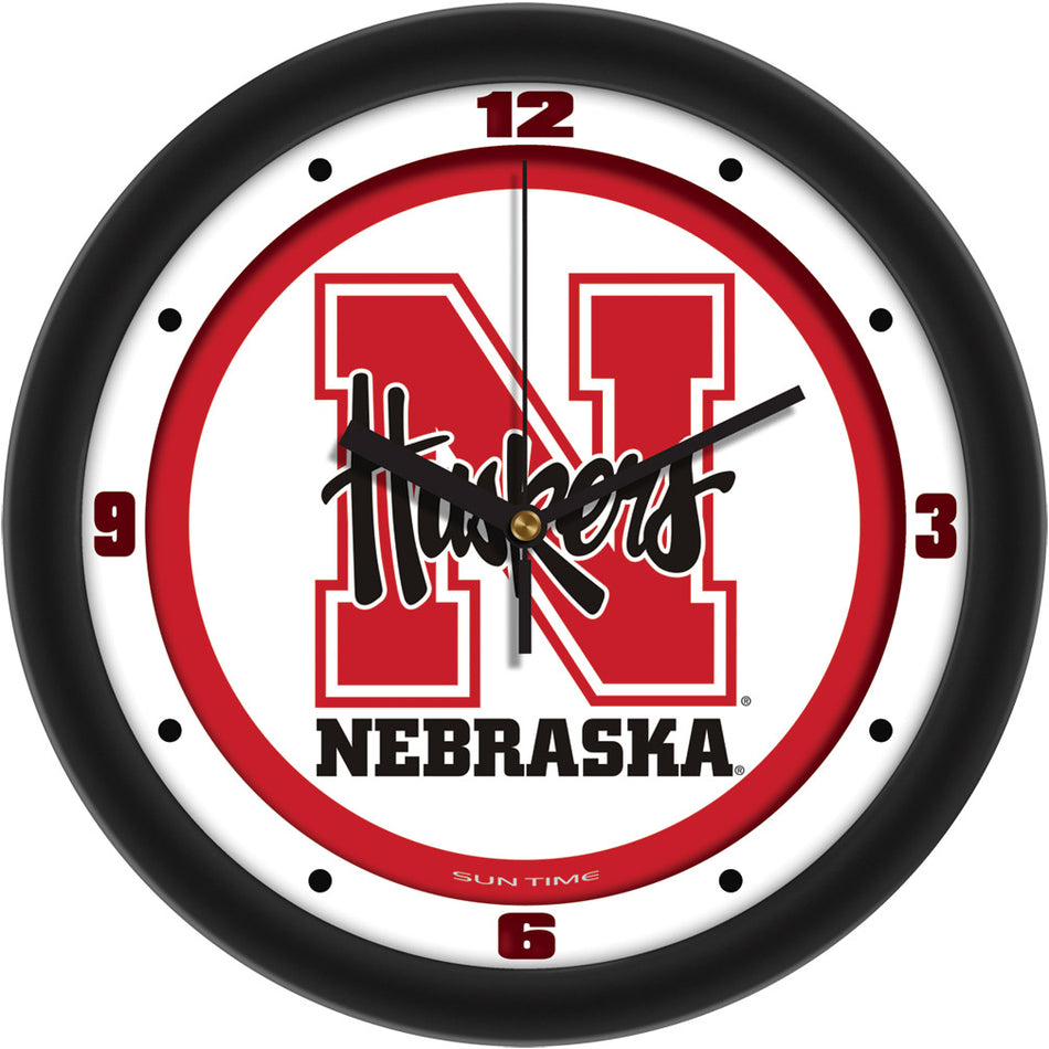 N Husker Black Trimmed Wall Clock