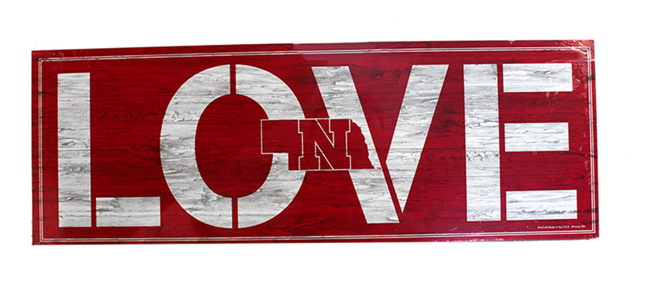 Love Nebraska State Wooden Sign