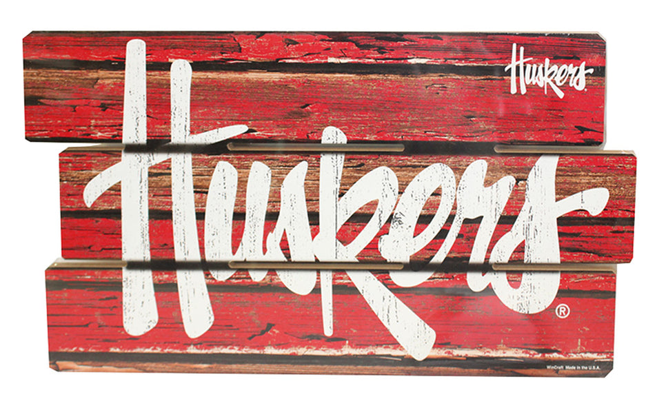 Huskers 3 Tier Wood Sign