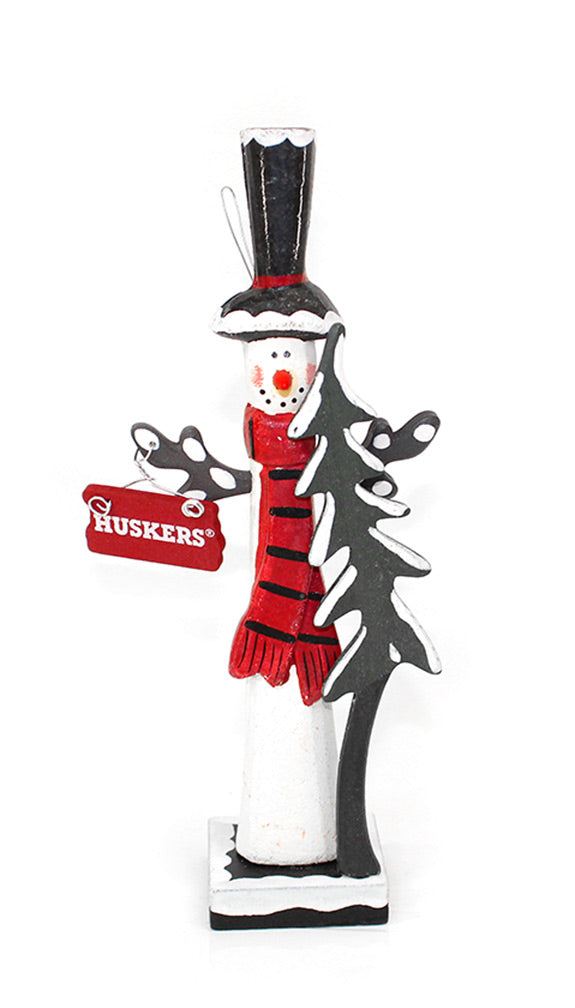 Husker Snowman Tree Christmas Statue