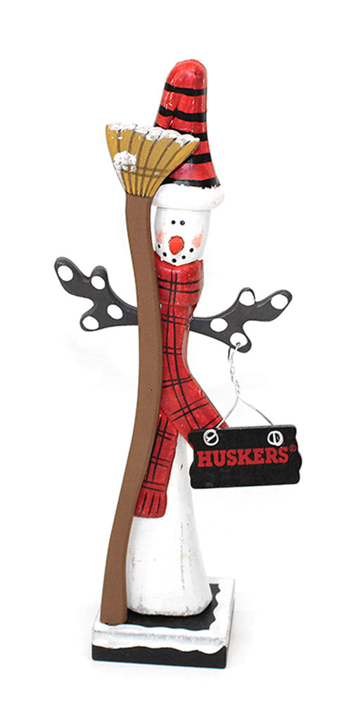 Husker Snowman Broom Holiday Figurine
