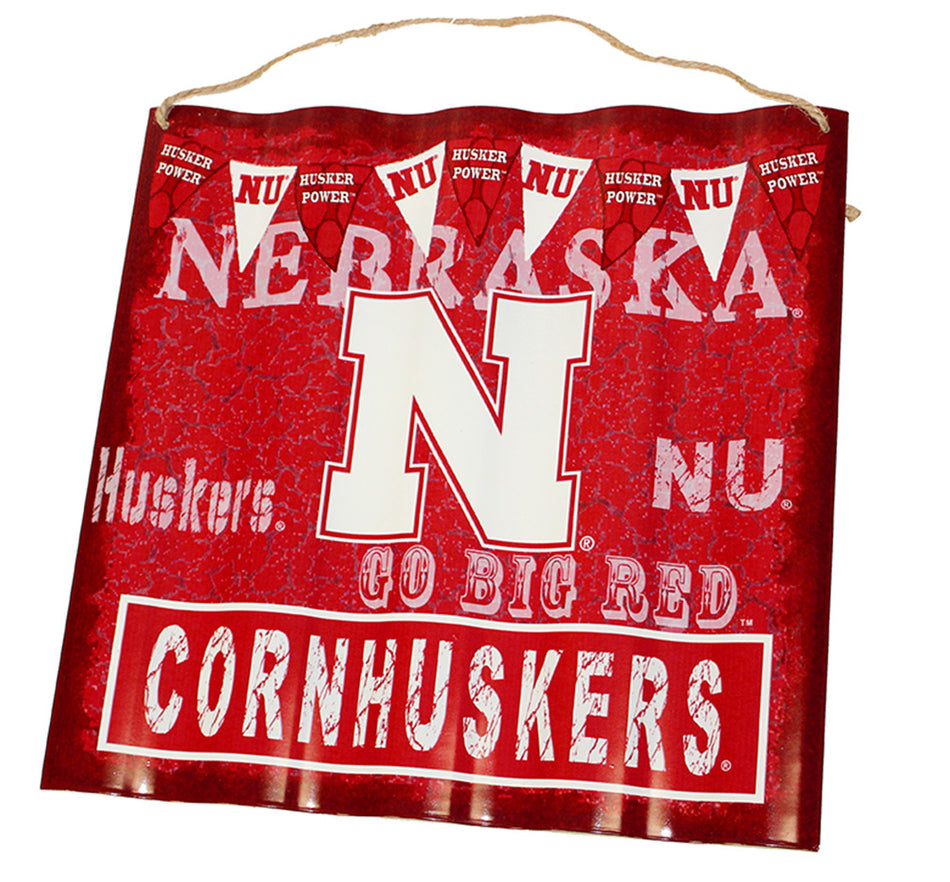 Cornhuskers Metal Ripple Sign