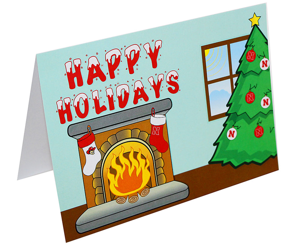 Nebraska Holidays Fireplace Card