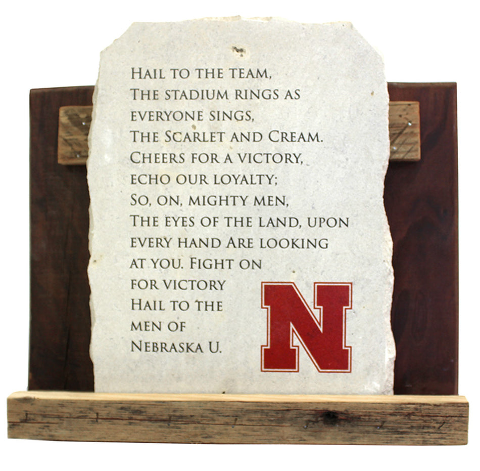 Nebraska Hail Varsity Fight Song Stone Plaque