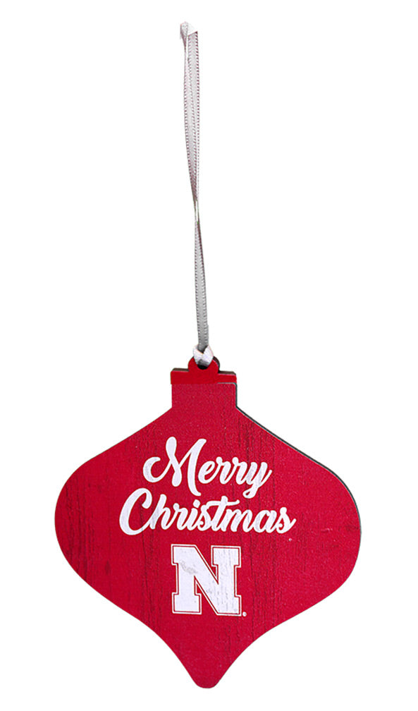 Huskers Wood Bulb Christmas Ornament
