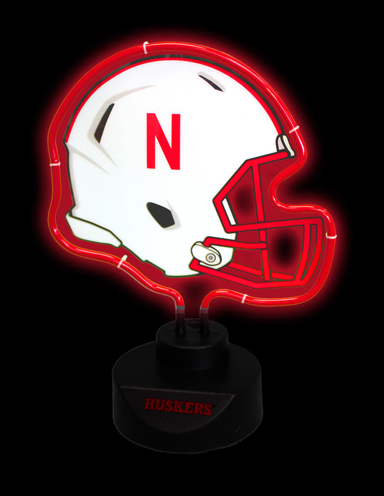 Neon Nebraska Football Helmet Desk Lamp