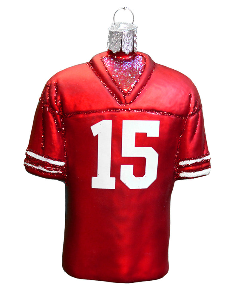 Glass Football Player Jersey Ornament