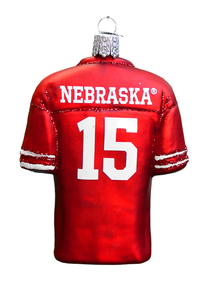 Glass Football Player Jersey Ornament