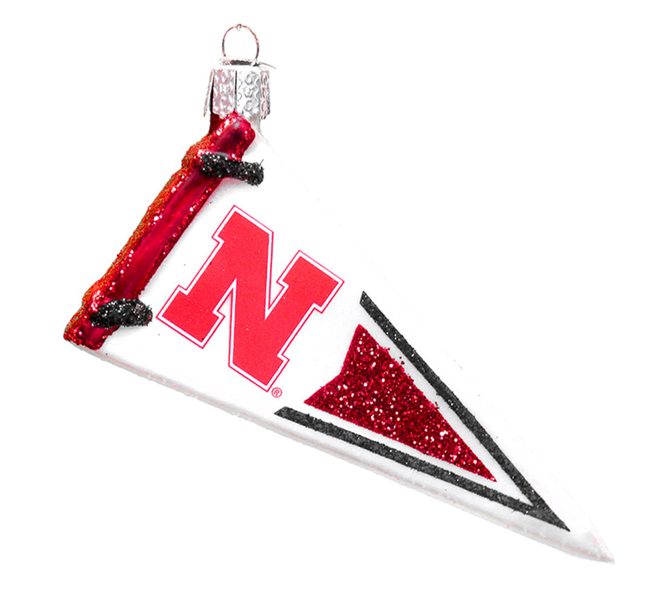 Glass Nebraska Pennant Ornament