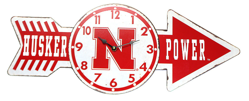 Husker Power Antique Tin Arrow Clock
