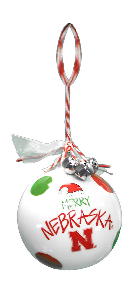 Nebraska Merry Christmas Santa Hat Ornament