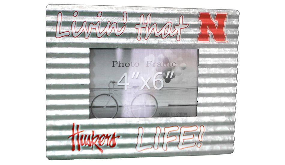 Nebraska Big Red Life Corrugated Metal Picture Frame