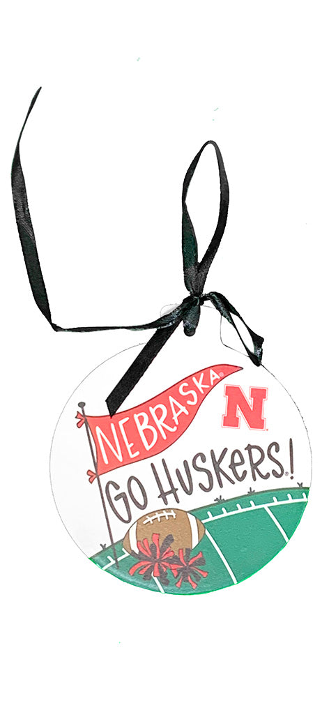 Go Huskers Football Ceramic Ornament