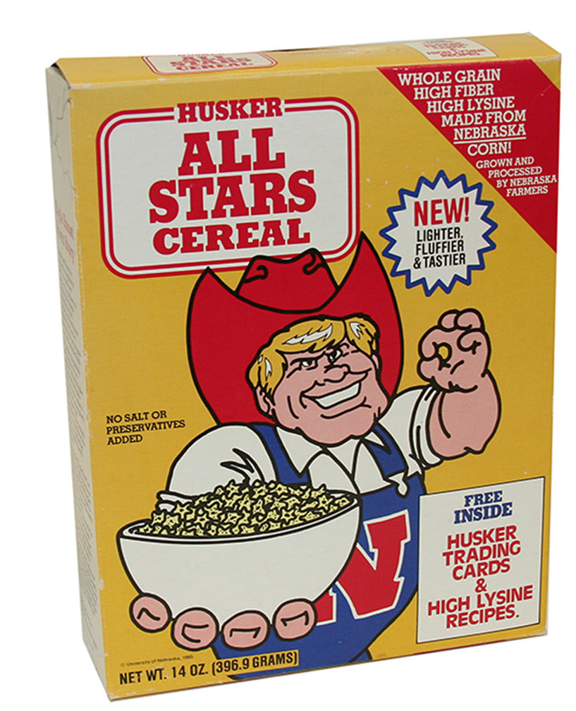 Husker All Stars Cereal Box and Jerry Minnick Card