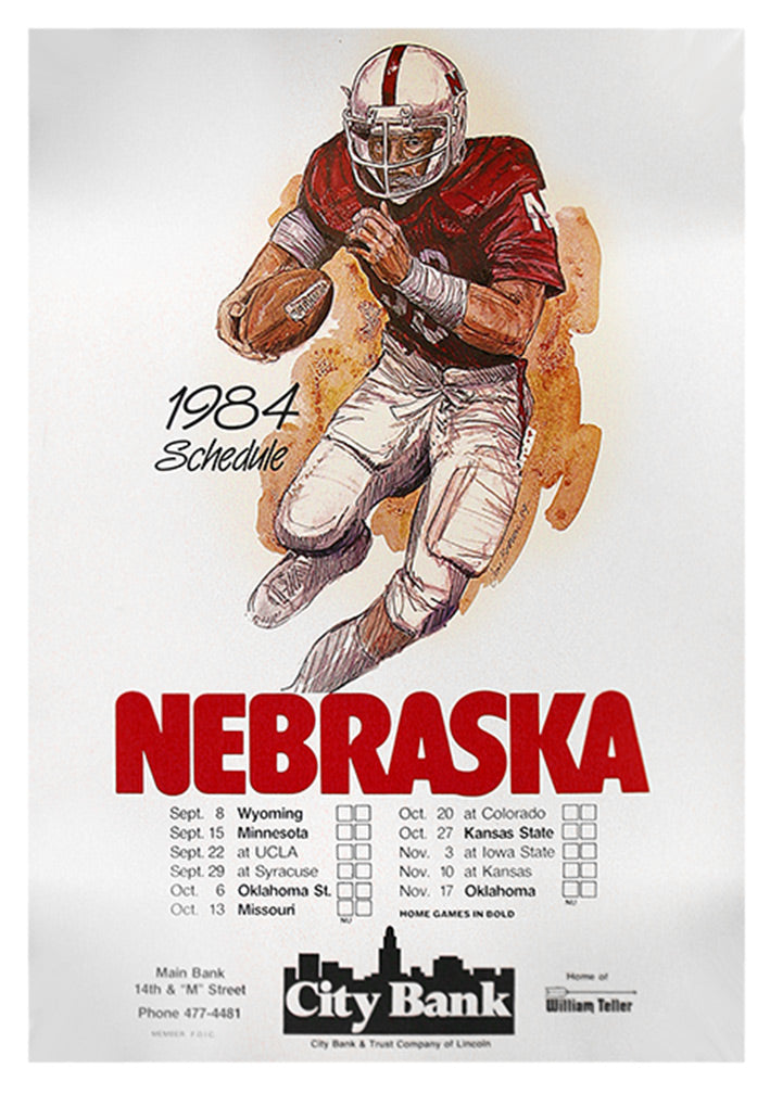 1984 Husker Football Schedule Poster