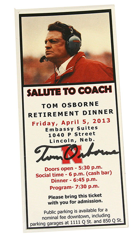 Autographed Salute To Coach Retirement Dinner Ticket