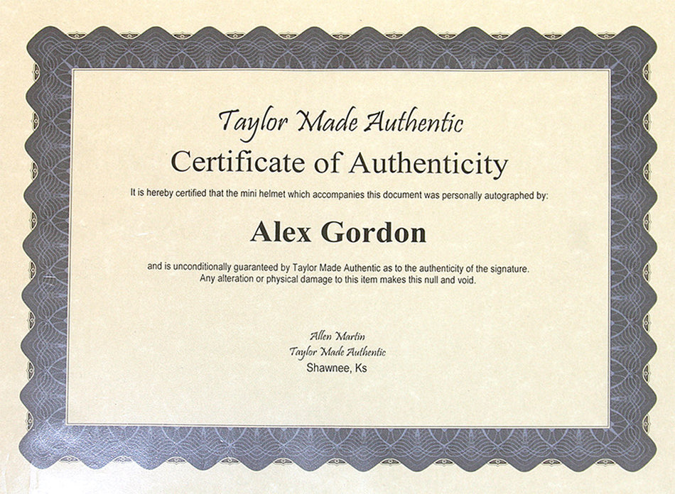 Alex Gordon Autographed mini Batting Helmet