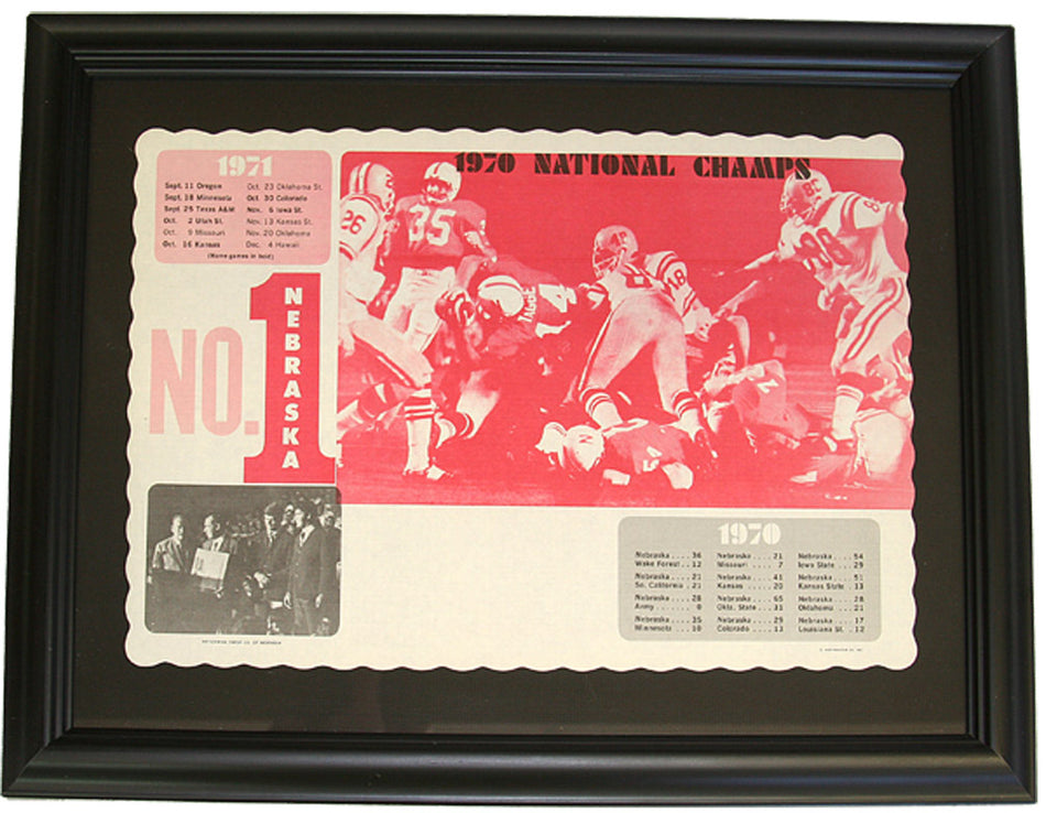 Rare 1970 National Champs Placematt Framed