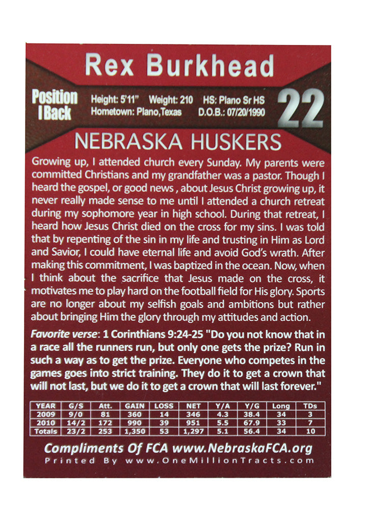 Burkhead Fellowship of Christian Athletes Card