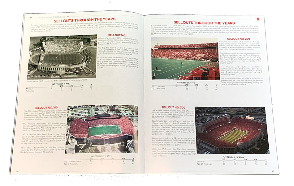 Nebraska Football 400th Sellout Game Program